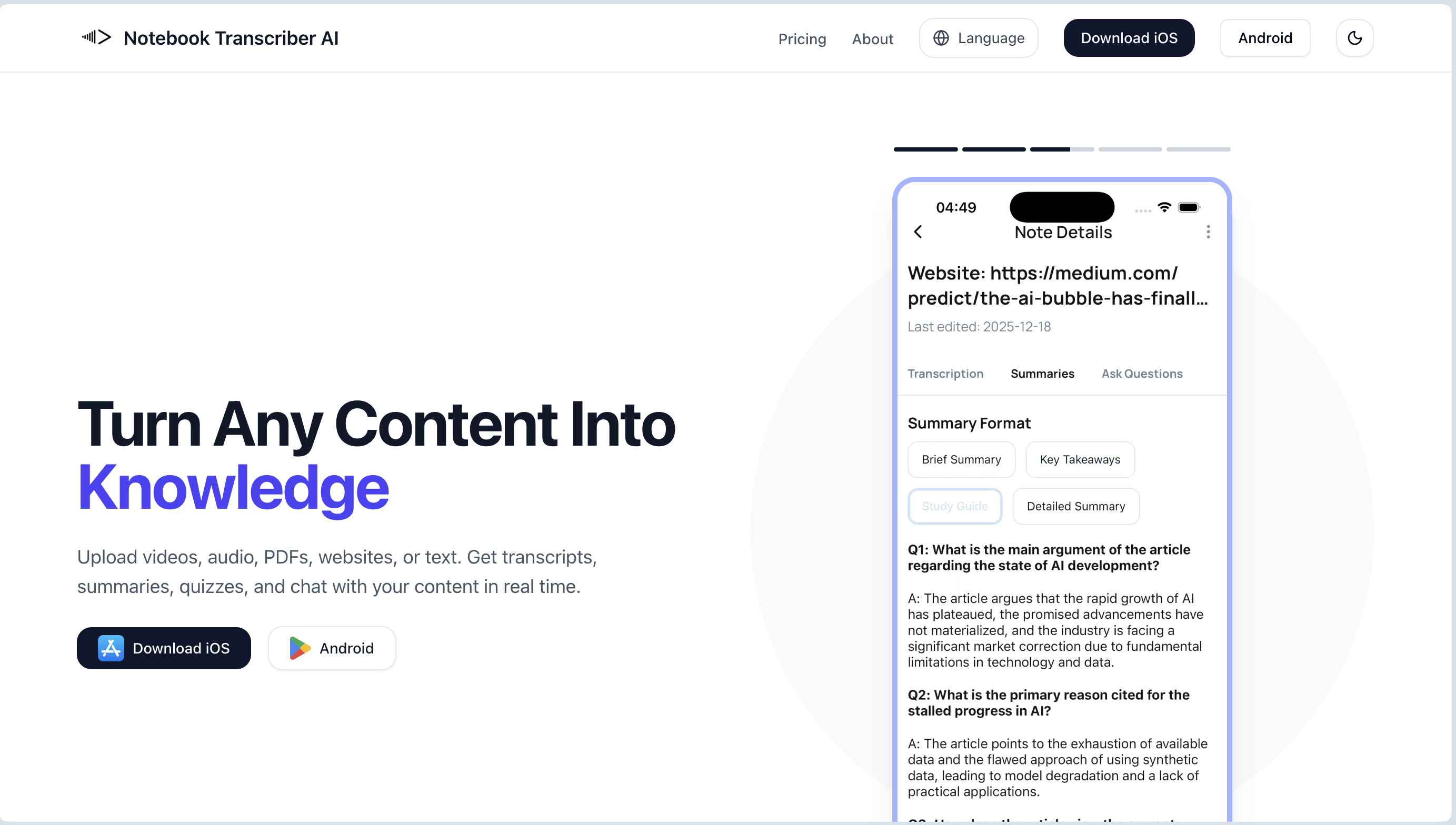 Notebook Transcriber AI